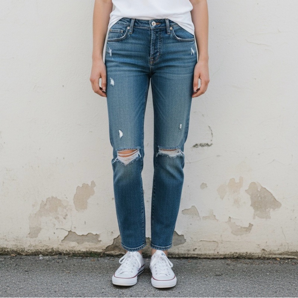 7 For All Mankind  Distressed Josefina Skinny Boyfriend Jeans size 26. Like new